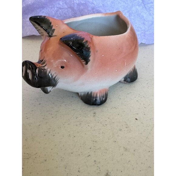 Vintage Pig Sugar Bowl Hand-Painted Ceramic Figurine Momma Pig - Picture 7 of 11